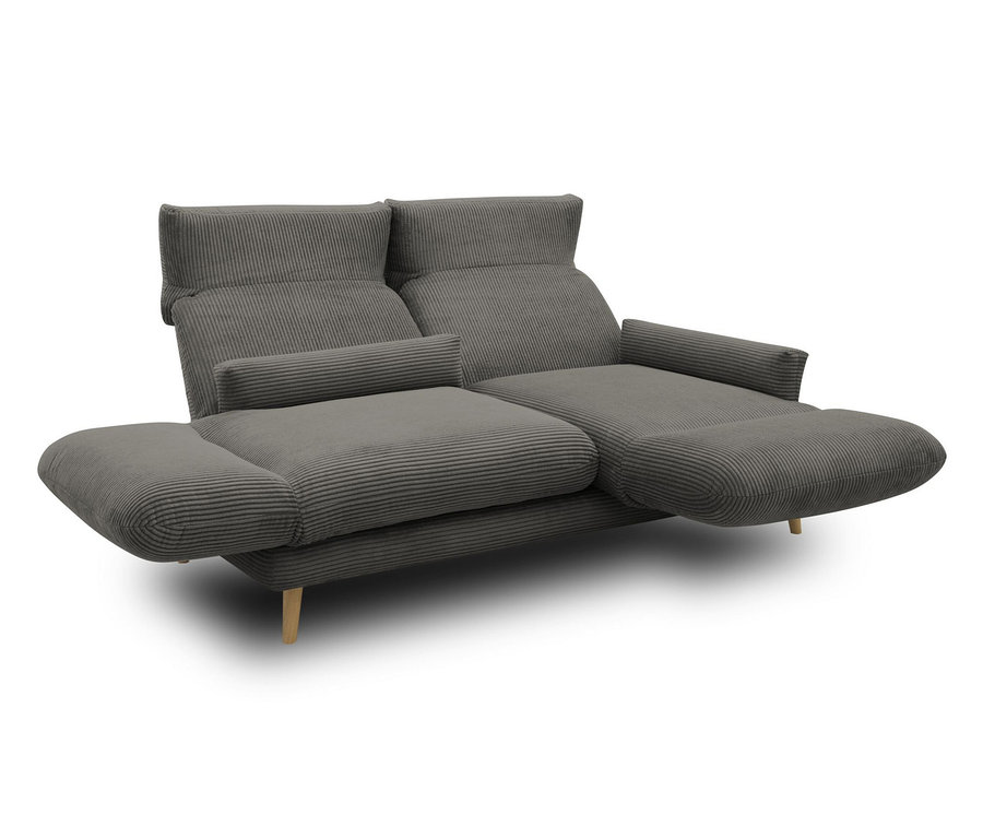 Nahaufnahme des dunkelgrauen DOMO 2-Sitzer-Sofas »FuAR«, drehbar.