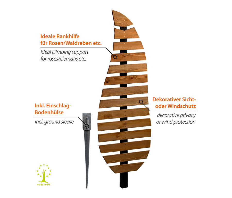 Design-Rankgerüst »Komplexus« und eine Bodenhülse.