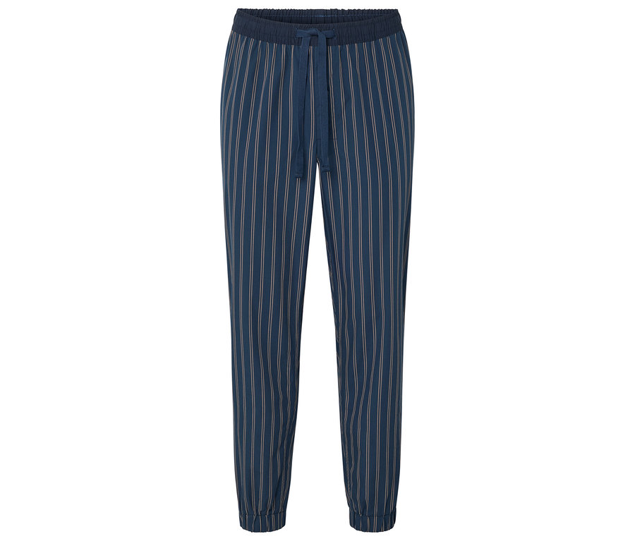 Blaue, gestreifte Hose mit Kordelzug.