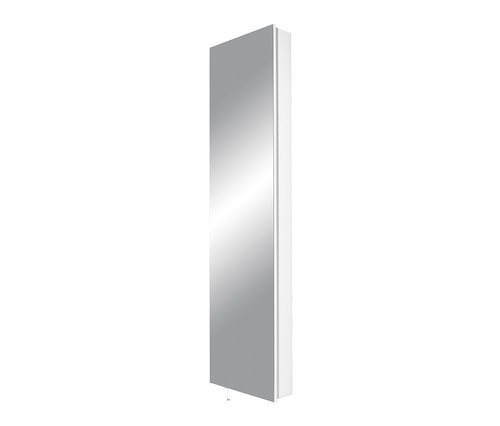 Weißer Drehschrank mit Ganzkörperspiegel.