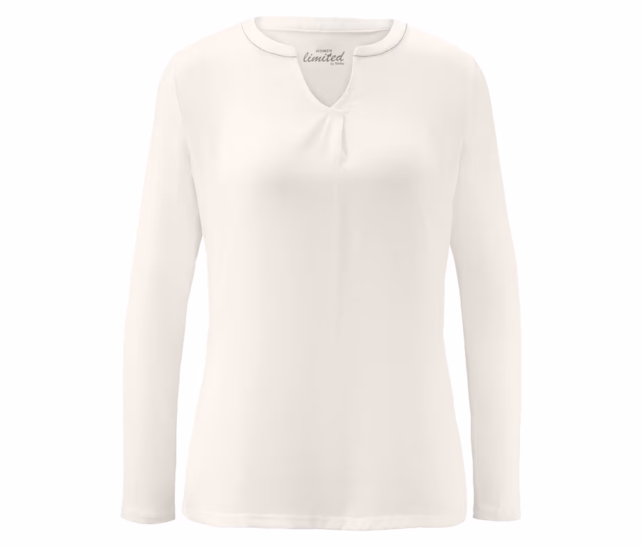 Offwhite Bluse mit langen Ärmeln.