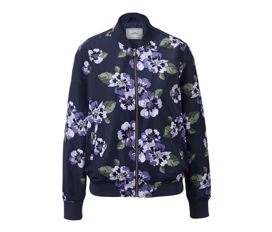 Marineblauer Blouson mit Blumenmuster.