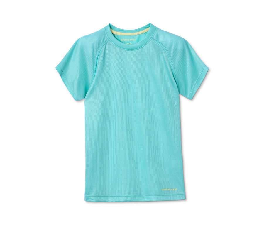 Ein türkis Funktionsshirt aus recyceltem Material.