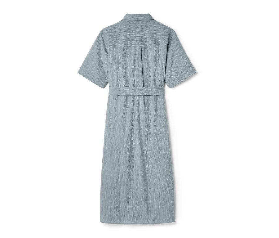 NAH/STUDIO Seersucker-Kleid | Baumwolle, Stormy Grey