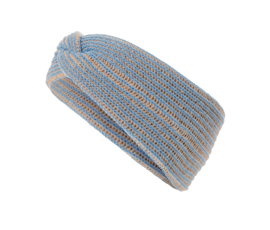 Blaues Strick-Stirnband.
