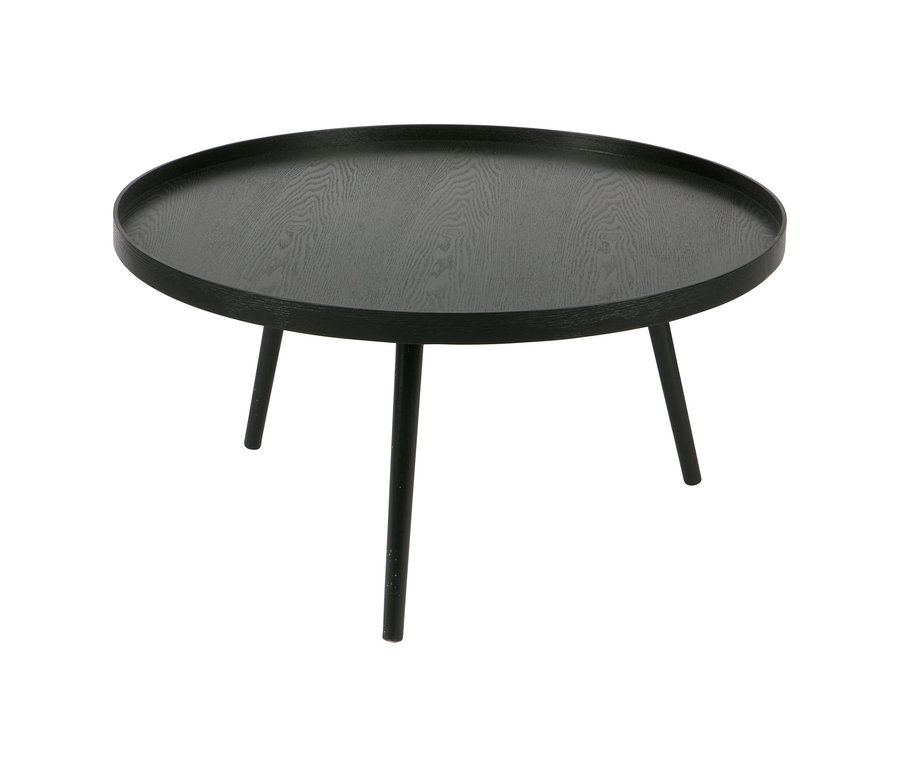 Schwarzer Woood Beistelltisch »Mesa XL« aus Holz mit drei Beinen.
