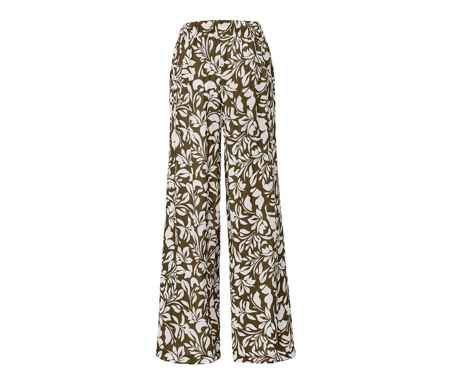 Grüne und weiße bedruckte Schlupfhose.