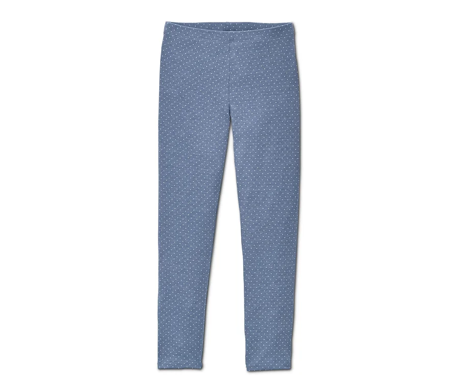 Blaue Mädchen-Pyjamahose mit weißen Punkten.