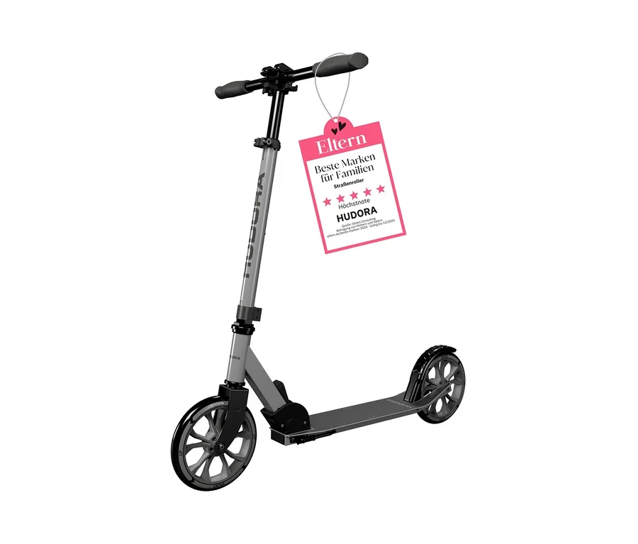 Grauer HUDORA Scooter »Up 200« steht vor einem weißen Hintergrund.