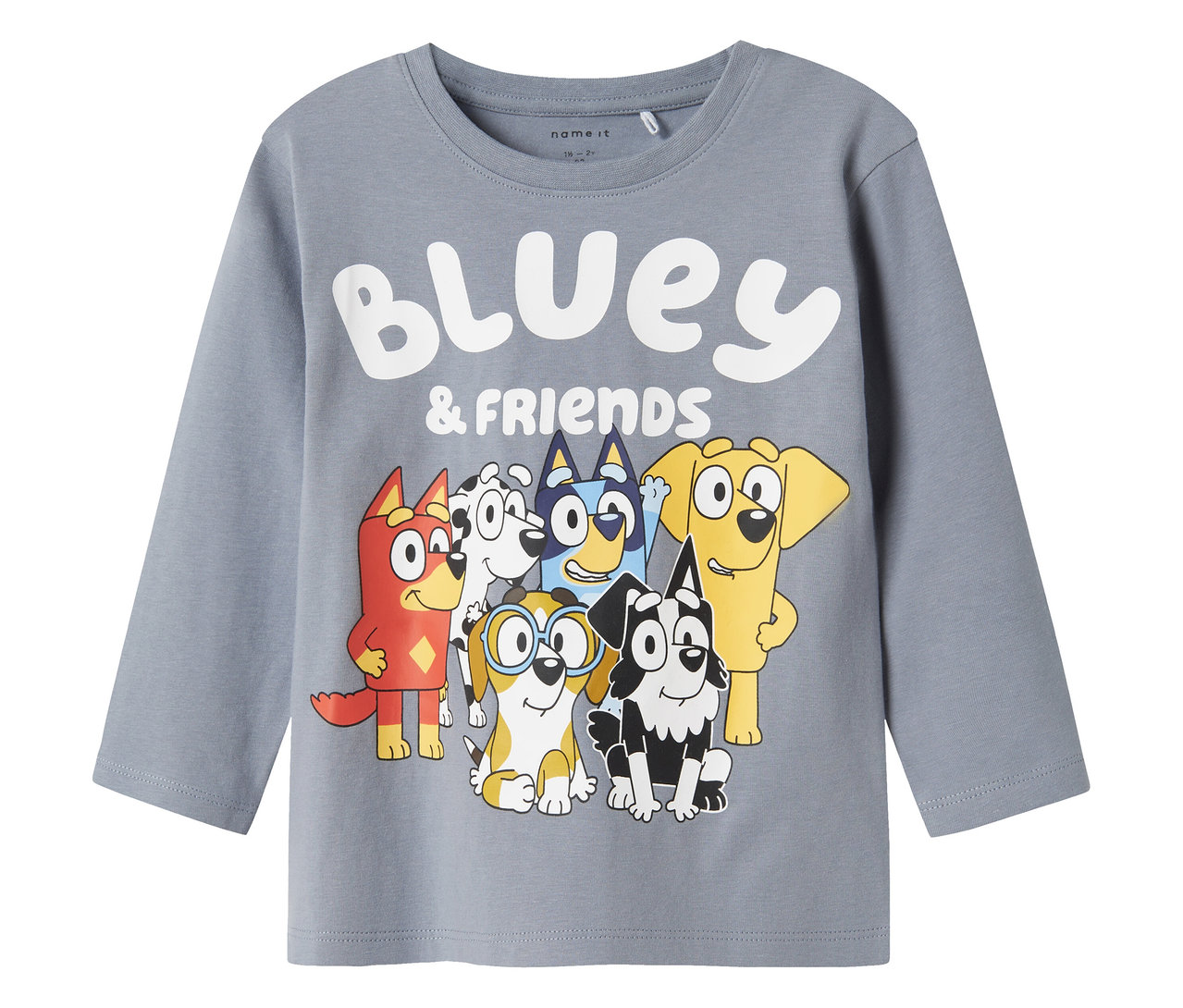 Graues NAME IT Langarmshirt »BLUEY« mit Bluey und Freunde-Print.