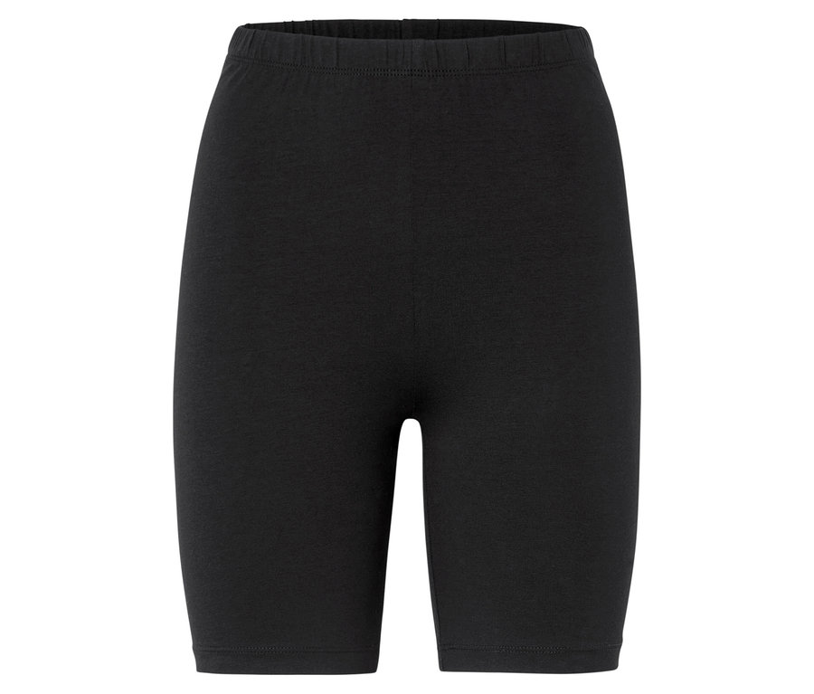 Schwarze Radlerhose vor neutralem Hintergrund.