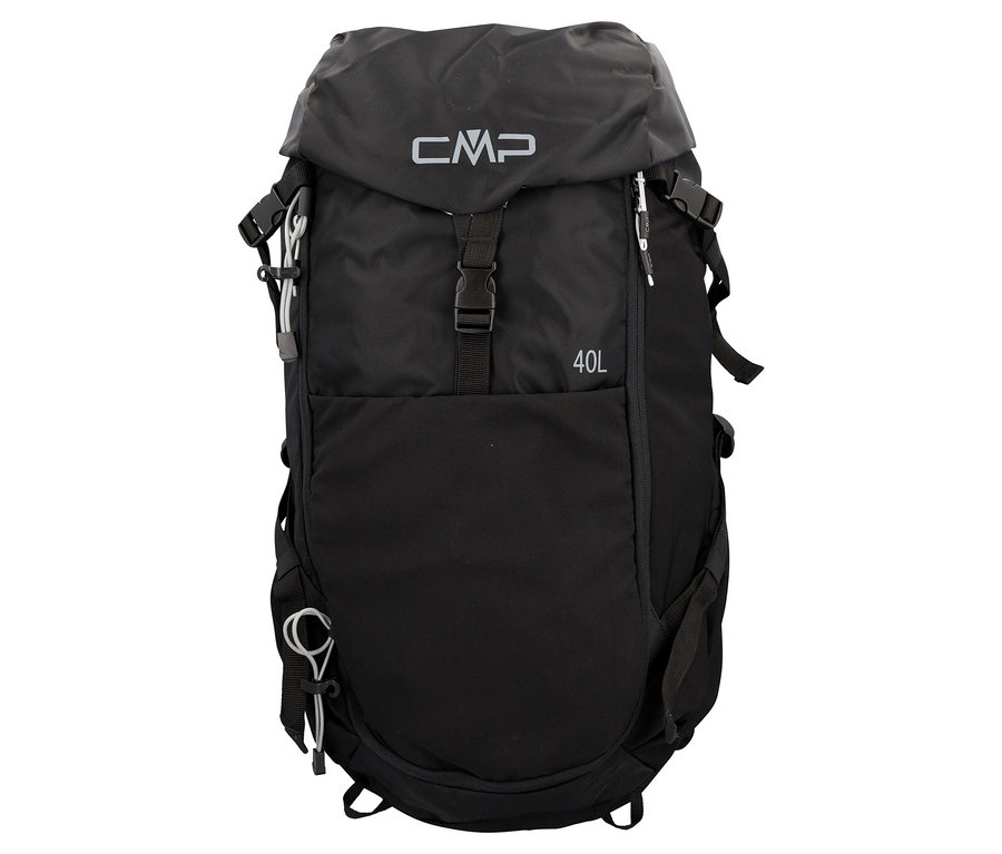 Schwarzer CMP Rucksack mit 40L Fassungsvermögen.