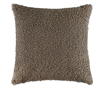 Quadratischer SCHÖNER WOHNEN-Kollektion Dekokissenbezug »TEDDY« in Taupe mit flauschiger Textur.