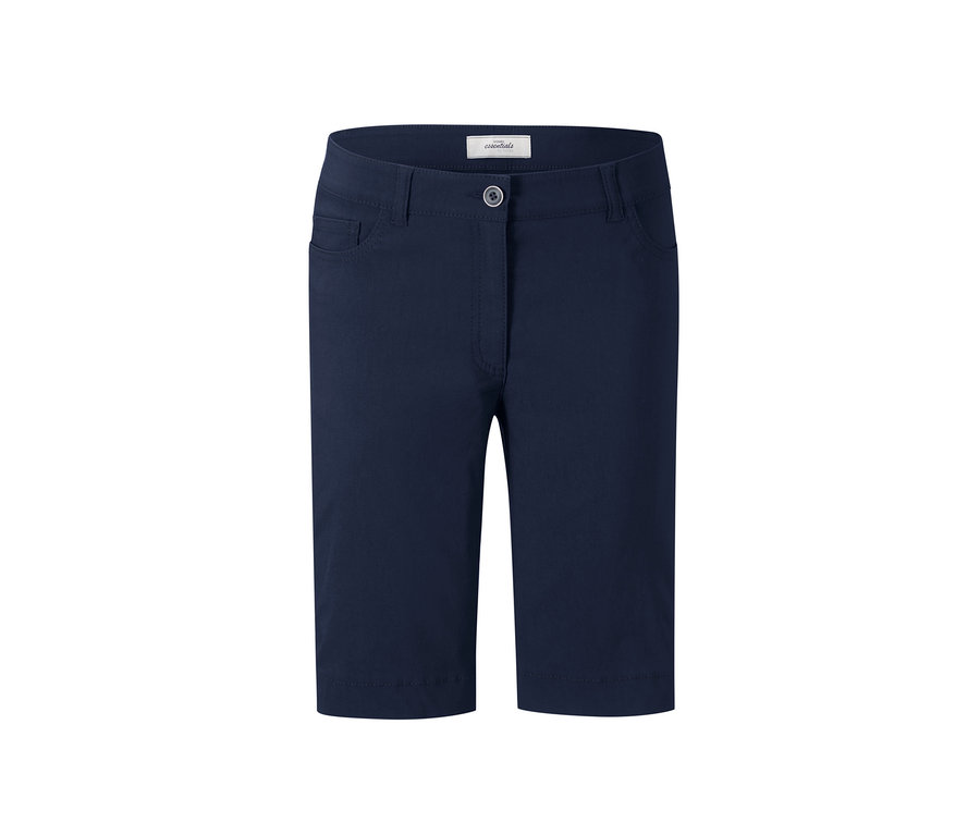 Marineblaue Bengalin-Bermudashorts.
