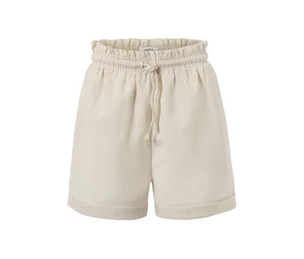 Sandfarbene Shorts aus Leinenmix.
