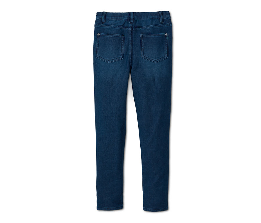Blaue Stretch-Jeans von hinten.