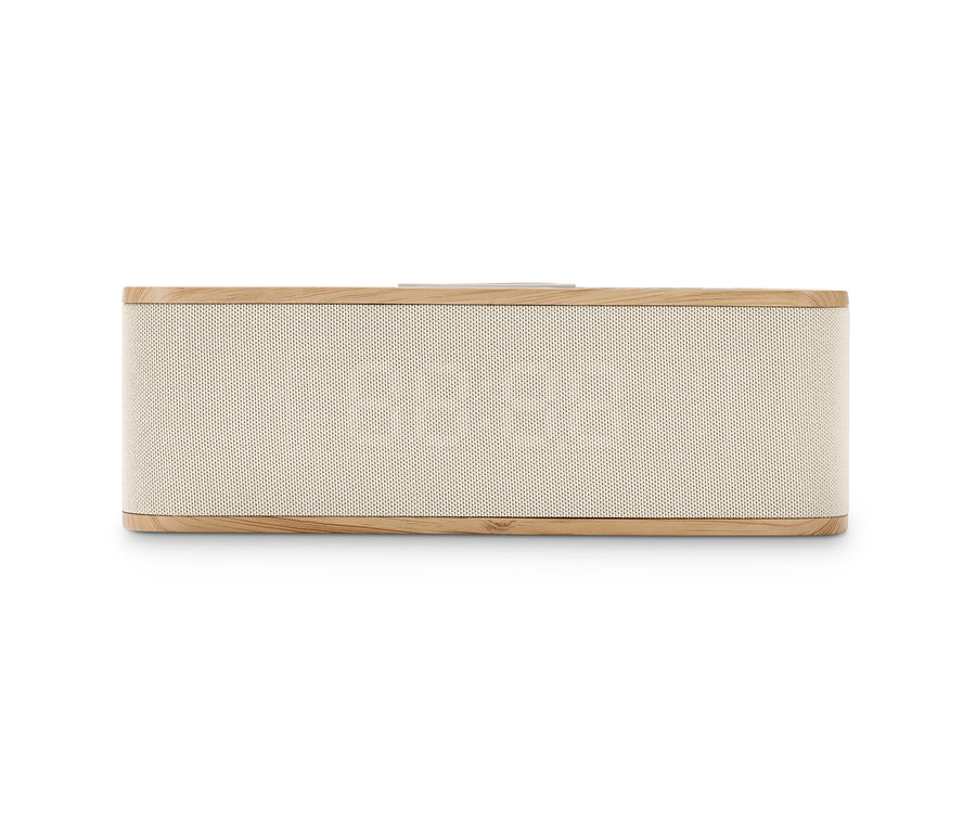 Frontansicht eines Bluetooth®-Weckers mit kabelloser Ladefunktion.