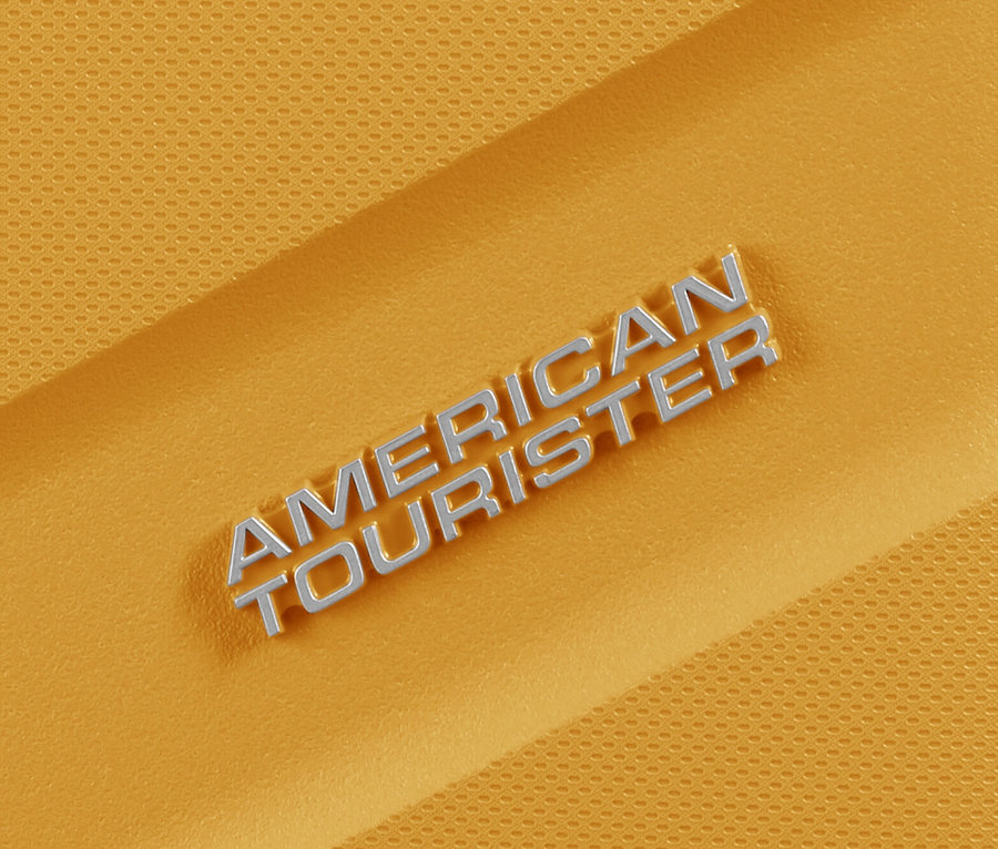 Detailaufnahme eines gelben American Tourister »Jetdriver 3.0« Koffers.