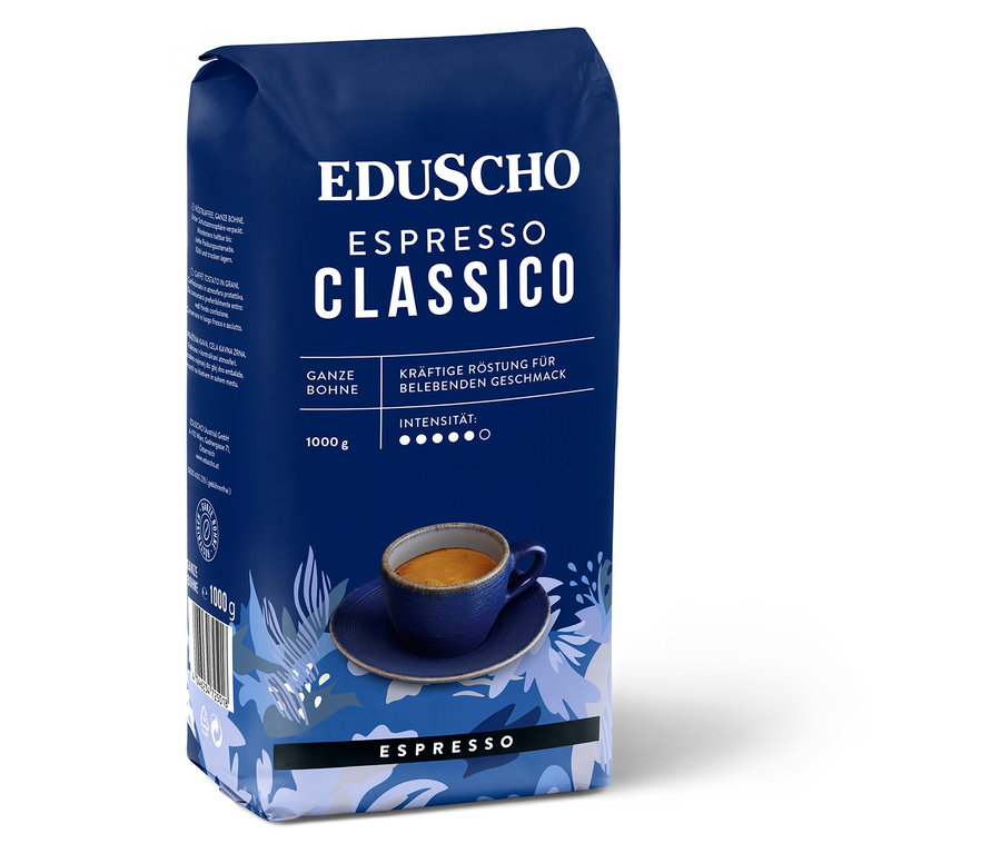 Eine Packung EDUSCHO Espresso Classico Ganze Bohne.