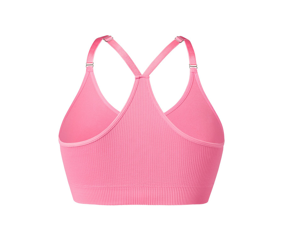 Detailansicht eines pinkfarbenen Seamless-Sport-Bustiers.
