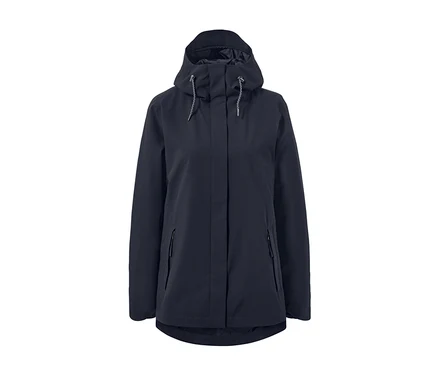 Marineblaue Funktions-Outdoorjacke.