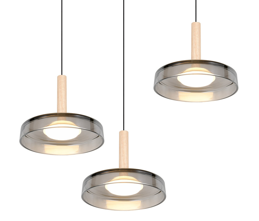 Drei graue Trio LED-Pendelleuchten »Celeste« hängen von der Decke.