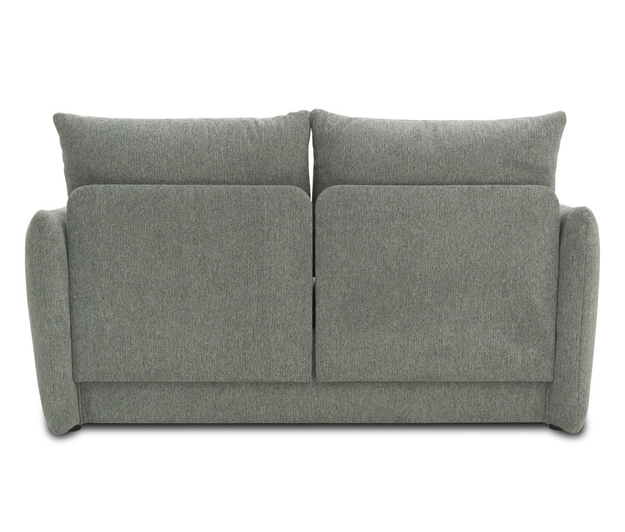 Detailansicht des grauen DOMO collection Schlafsofas "Helsinki" 2-Sitzer.