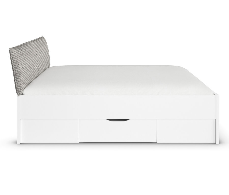 Weißes Bett »Aditio Beds«, 180 cm mit Polsterkopfteil.