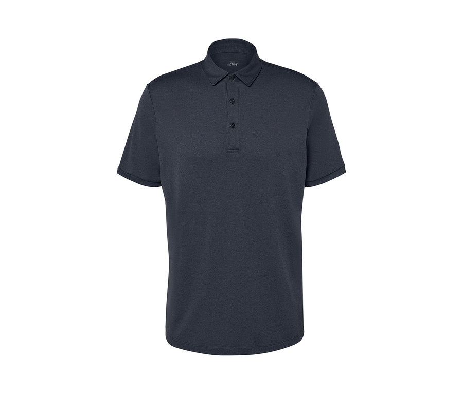 Blaues Funktions-Poloshirt.