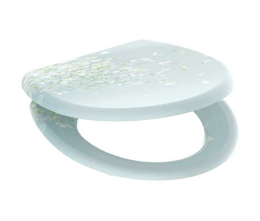 Hellblauer Duroplast WC-Sitz, Flower in the Wind.