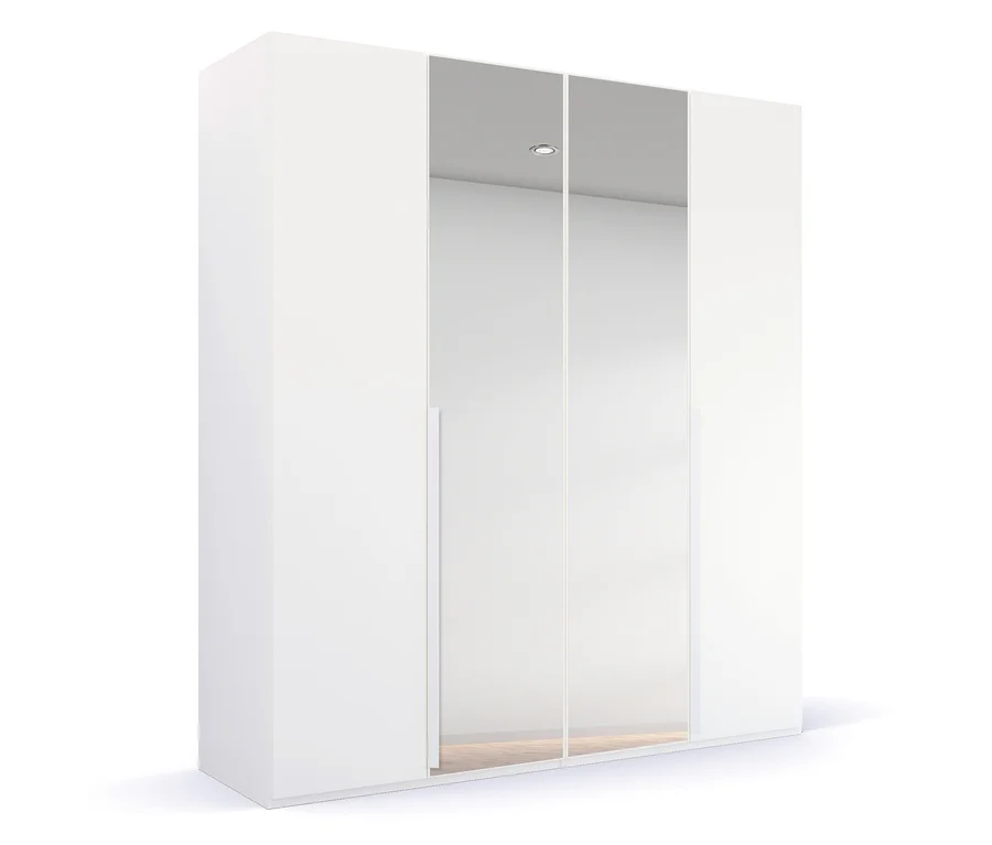 Weißer, 4-türiger Kleiderschrank »Purisma« mit Spiegel.