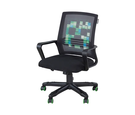 Schwarzer roba Minecraft Gaming-Stuhl mit Armlehnen und Muster auf der Rückenlehne.
