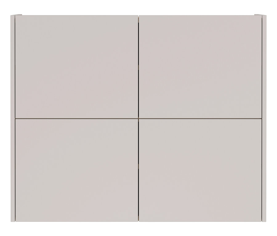 Ansicht von vier hellgrauen Schranktüren in einem Raster