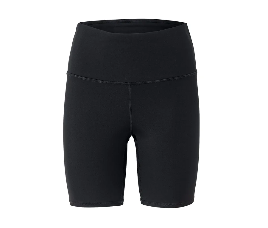 Schwarze, kurze Leggings mit hohem Bund.