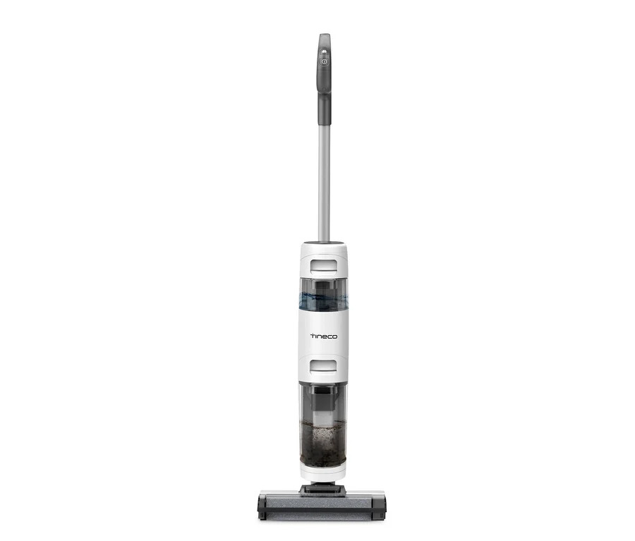 Frontale Aufnahme des Tineco Nass- und Trockensaugers »iFloor Breeze Essentials« vor einem weißen Hintergrund.