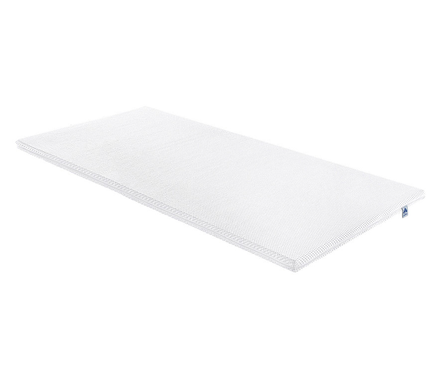 Ein weisser irisette® Matratzentopper auf einem weissen Hintergrund.