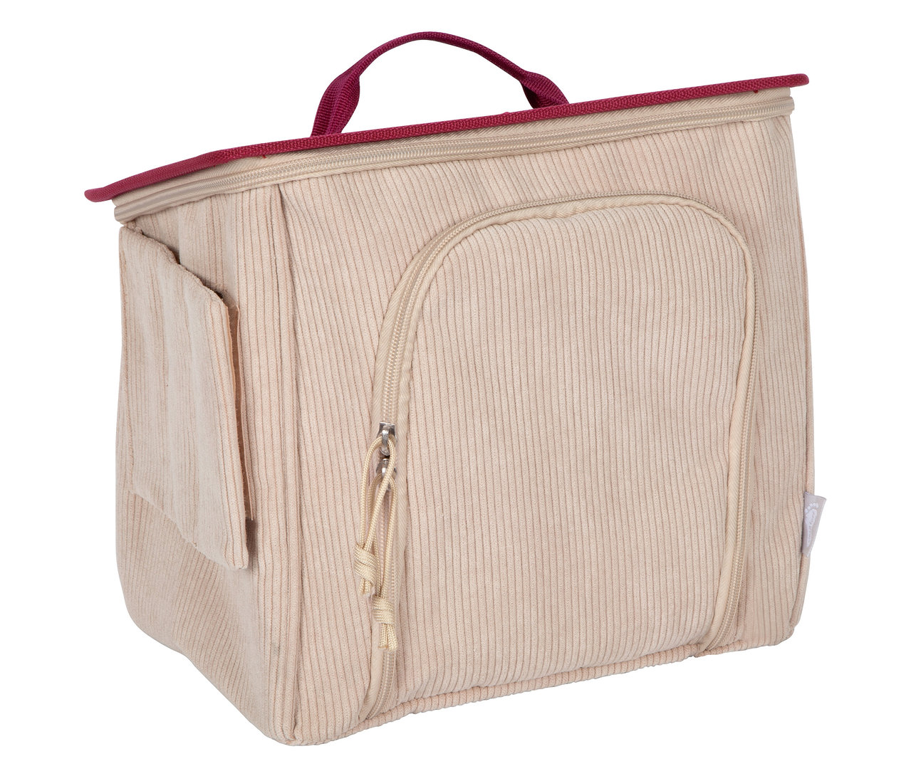 Beige small foot Spiel-Set Pferd mit Stall mit Burgunder Akzenten, Reißverschlusstasche und Tragegriff.