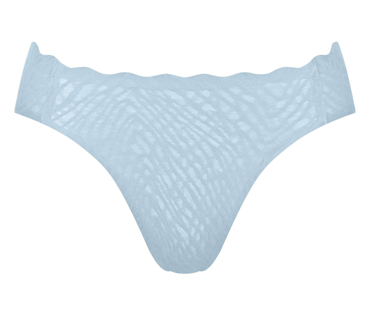 Hellblaue Damenunterwäsche mit gewelltem Bund.
