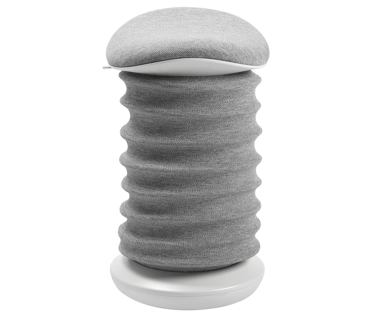 Grauer Sitness 4D Hocker auf weißem Untergrund.