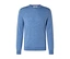 Blauer, langärmeliger Pullover mit Rundhalsausschnitt, gerippten Bündchen und Saum, auf einem weißen Hintergrund.