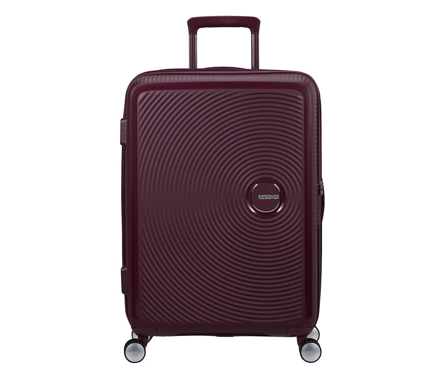 Wild cherry American Tourister Hartschalen-Koffer Soundbox Spinner, mittel, mit ausziehbarem Griff und vier Rollen.